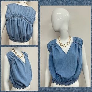 NWT Frame Denim Sleeveless. Farrah. Elastic waist V-neck. Small